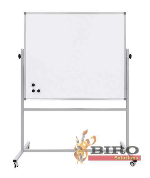 Tablă magnetică dublă Whiteboard + Cretă 90×120 cm, suport mobil, PANDA – Biro Solutions